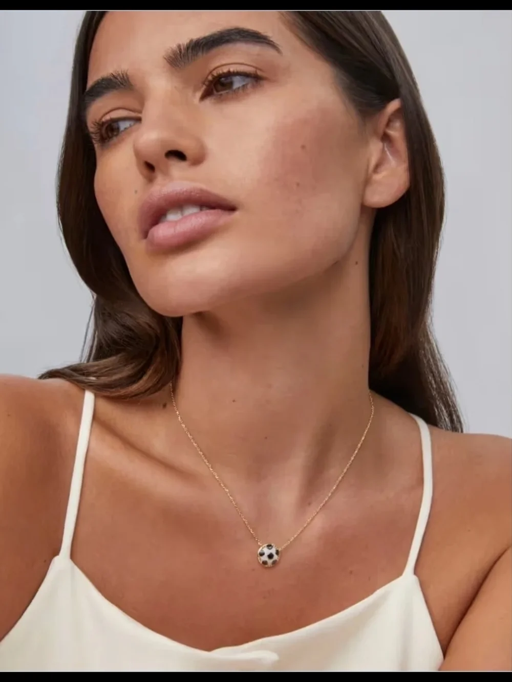 Kendra Scott Gold Necklace with White and Black Soccer Ball Pendant - Picture 2 of 5